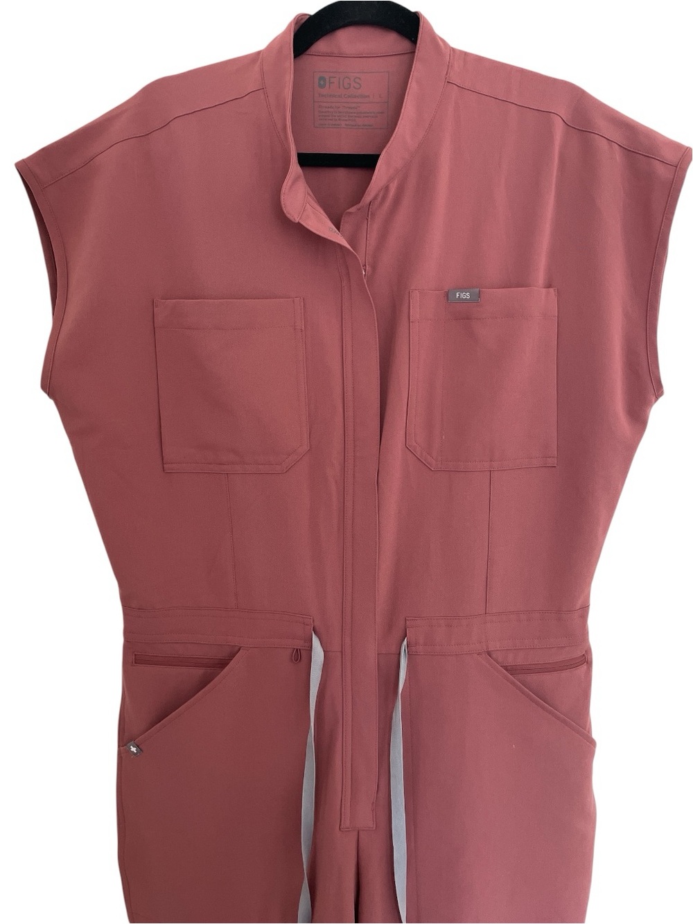 FIGS Rafaela Jogger Scrub Jumpsuit in mauve, Large Tall 31” - Picture 6 of 16